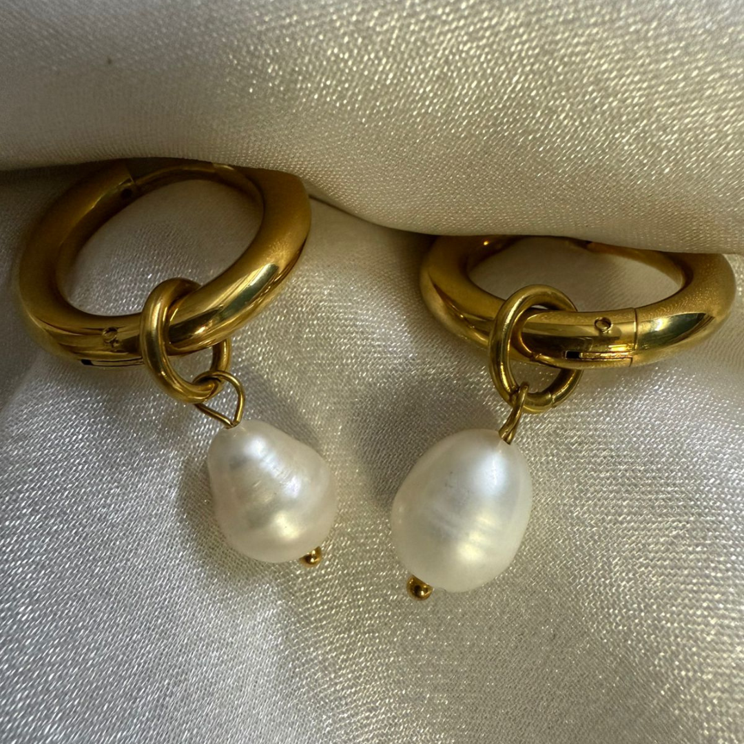 Pearl Halo Hoop Earrings